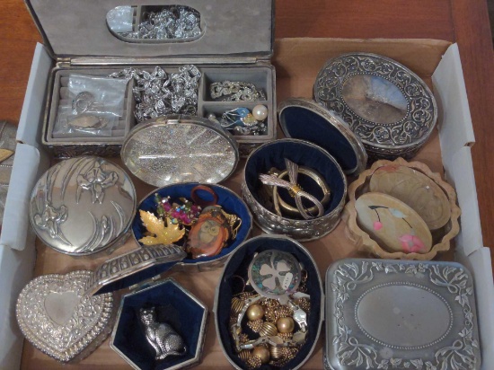 Fancy Silver toned dresser boxes vanity items
