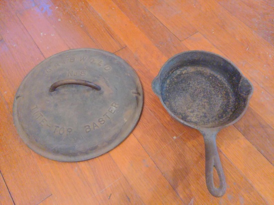 Griswold Cast iron skillet and no. 8 baster lid