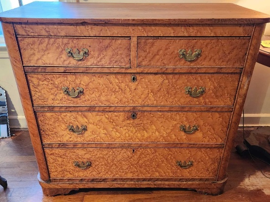 Antique bird's eye maple ? chest of drawers, dresser