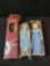 Pair of modern porcelain head dolls with boxes