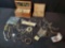 Box lot of assorted costume jewelry, bracelets, earrings, jewelry box and more