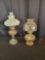 Pair of vintage oil lamps, one with milk glass shade