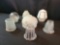Group of antique light shades, frosted, milk and clear glass