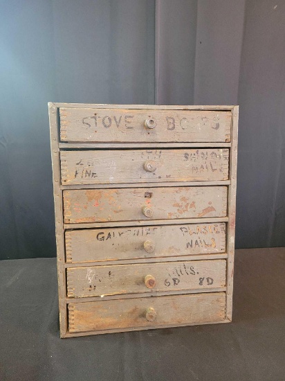 Antique painted 6 drawer organizer