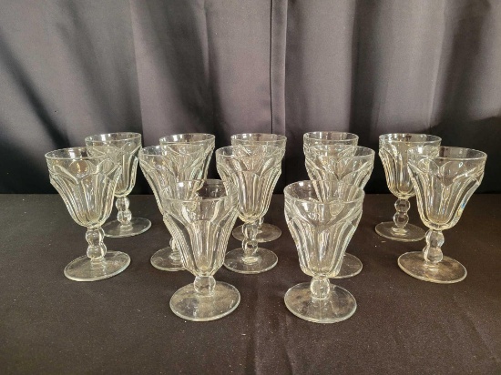 10 Heisey goblets and 2 low footed glasses