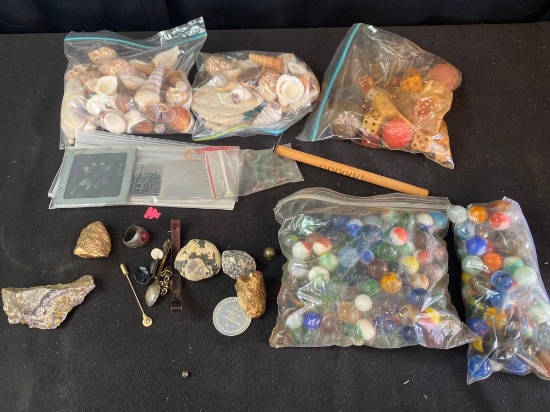 Collection, Marbles, Shells, & Dice
