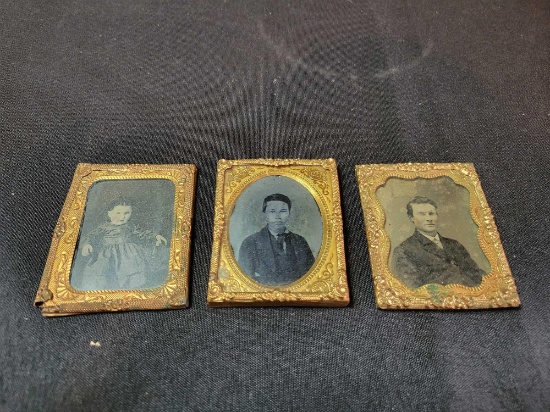 3 Antique tin type photographs