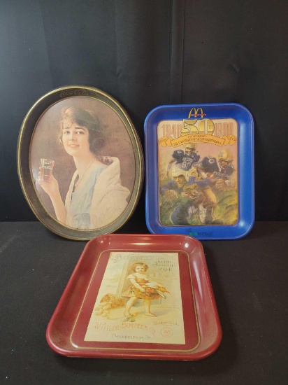Reproduction Coca-Cola, Burpees, and McDonald's 50th Akron Rubberbowl trays