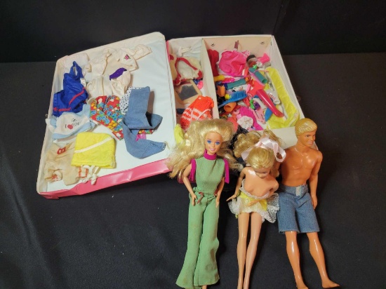 Mattel Barbie 1966 and 1968 dolls, case and accessories
