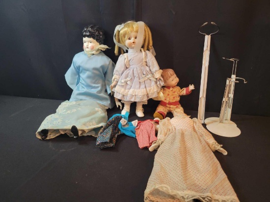 Frozen Charlotte reproduction, modern porcelain head dolls