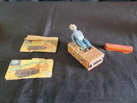 Gescha wind up bellhop toy and box pieces