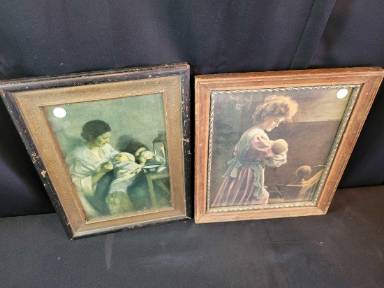 Pair of prints in original mothers with children