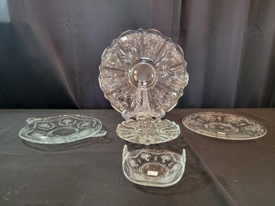 Fostoria Romance Mayflower and assorted etched pieces