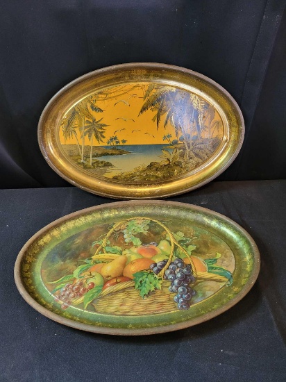 Meyers and Berkson fruits still life and tropical metal platter