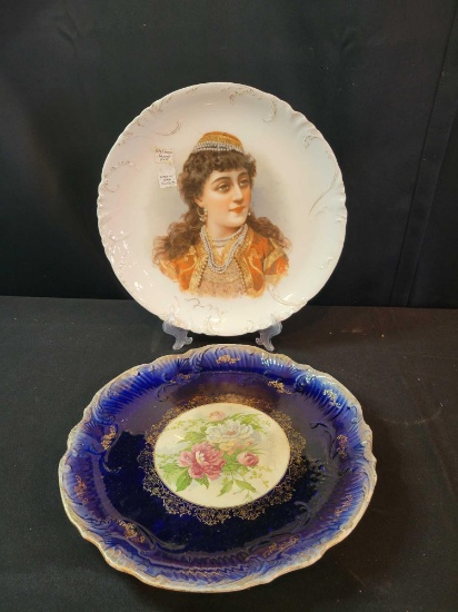 Haviland Charger Portrait plate litho decal and Empire China platter