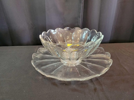Vintage Heisey Puritan punch bowl and underplate