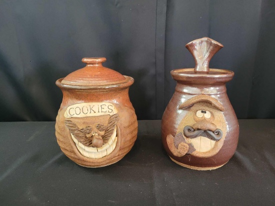 Pair of Robert Eakin pottery cookie jars