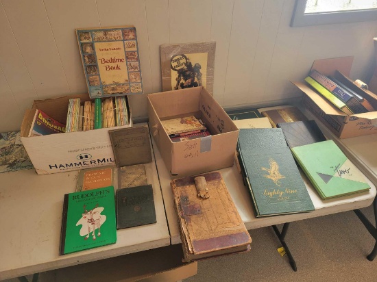 Glen Oak annuals, TMNT books, antique school books,