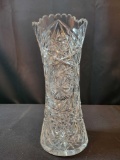 Antique cut glass vase with stars
