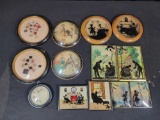 Beautiful framed button art and vintage silhouettes