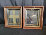Pair of deep antique walnut frames