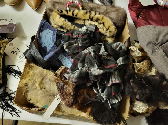 Fur head band, Scarves and more