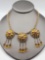 Art Deco 1930s vintage brass rhinestone drop necklace