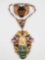 Oversized vintage Mexican copper mask cuff bracelet & necklace