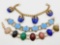 (3) vintage Art Deco bracelets, glass & scarab