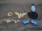 Vintage lot of costume jewelry, rhinestone eagle, Victorian pieces, earrings