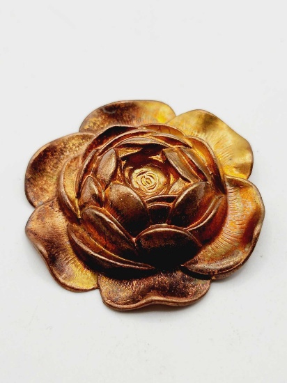 Large vintage Miriam Haskell oxidized rose pin
