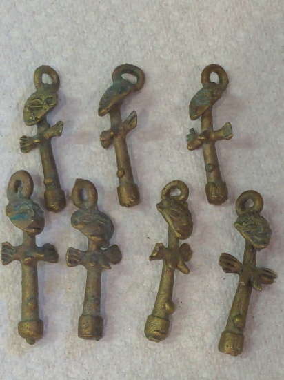 (7) African Metal Fertility Figural Beads