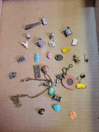 Small lot of minatures, craker jack toys and hobby lobby watch chain