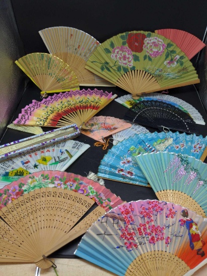 Awesome Oriental hand fan lot