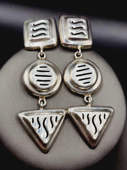 Vintage Mexican sterling silver dangle earrings