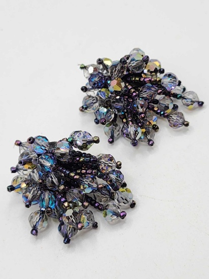 Vintage Lois Ann crystal beaded earrings