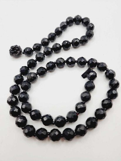 22" long vintage Miriam Haskell black crystal necklace