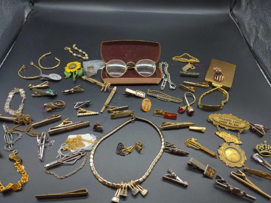 Vintage Tie clips bracelets necklaces & jewelry