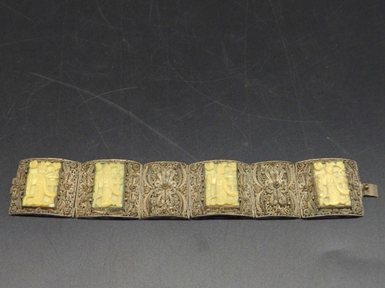 Vintage Carved Bone Chinese Bracelet