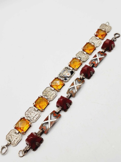 (2) vintage Art Deco sterling bracelets
