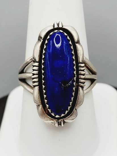 Gorgeous Yazzie sterling silver & lapis ring, size 9