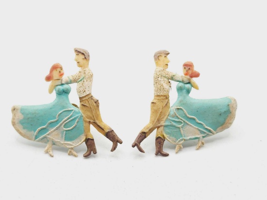 Unusual vintage rubber earrings, dancing couple