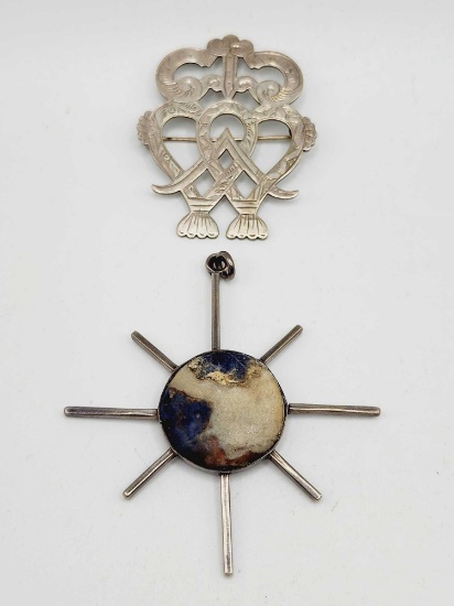 Vintage sterling silver pin & pendant