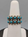 Vintage American Indian turquoise & sterling ring, size 5.5