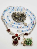Vintage rhinestones: Weiss pin, Vendome crystals, Weiss necklace