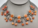 Vintage Carnelian stoned & beaded necklace, India?