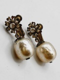 Vintage Miriam Haskell faux pearl dangle earrings