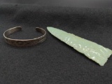 Sterling Silver Bracelet and Glass Native American Style Spear point