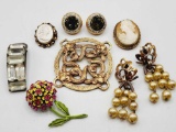 Vintage costume jewelry: cameos, Eisenberg, earrings