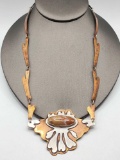 Vintage copper sterling & agate pendant necklace